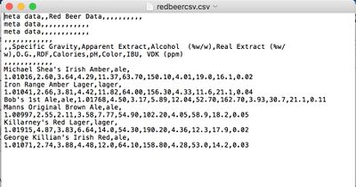 a) example file with class and label data